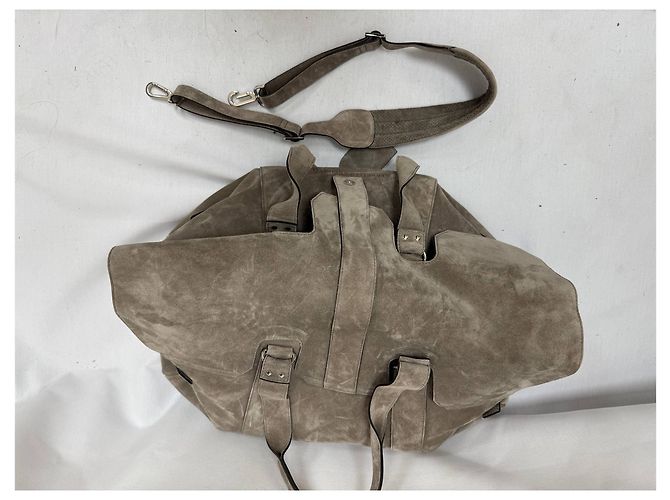 Borsa da weekend Brunello Cucinelli in suede grigio - vista 31