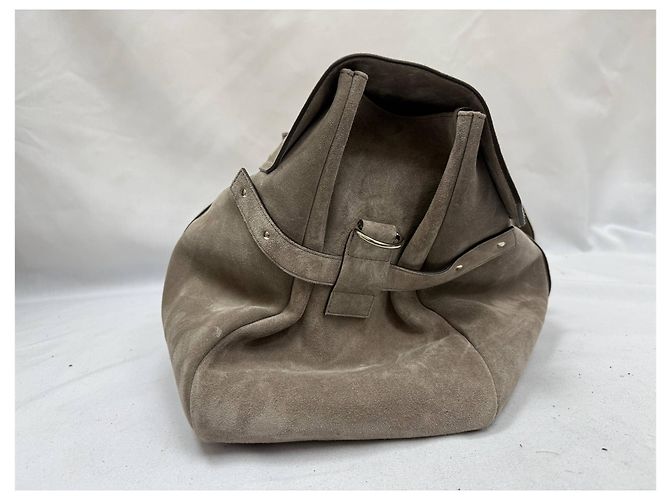 Borsa da weekend Brunello Cucinelli in suede grigio - vista 32