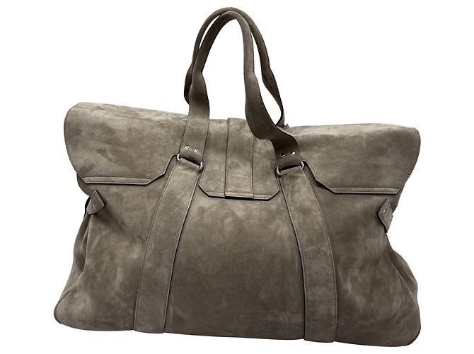 Borsa da weekend Brunello Cucinelli in suede grigio - vista 6
