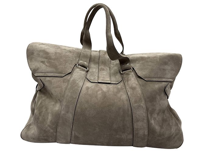 Borsa da weekend Brunello Cucinelli in suede grigio - vista 8