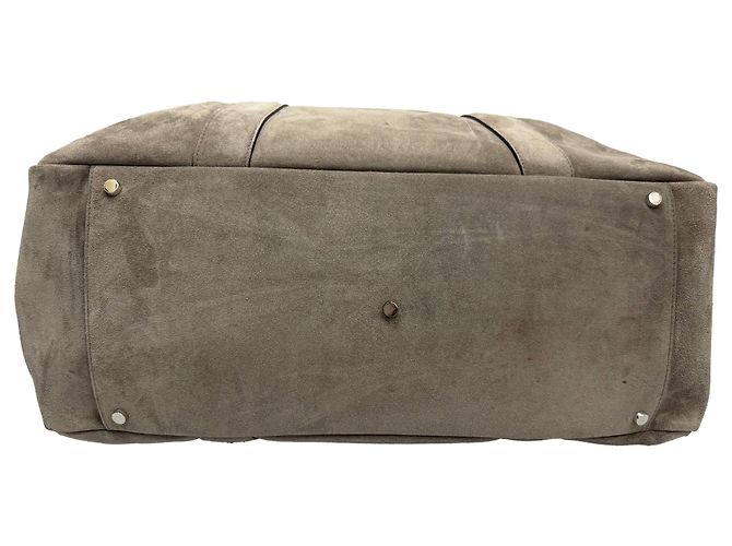 Borsa da weekend Brunello Cucinelli in suede grigio - vista 9