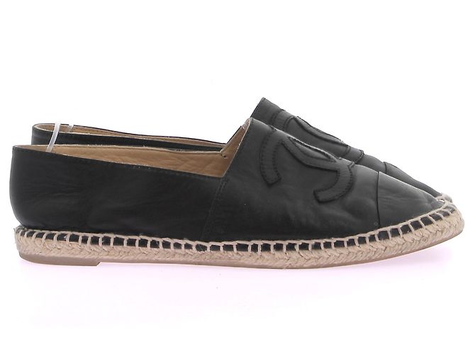 Chanel Espadrillas in pelle nera Nero - vista 3