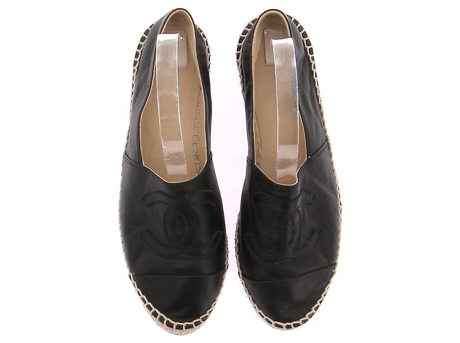 Chanel Espadrillas in pelle nera Nero - vista 6