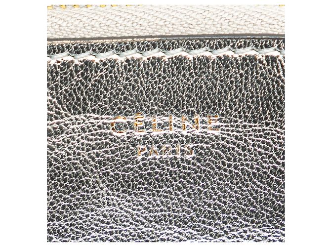 Céline Celine Silver Bicolor Leather Key Ring Coin Pouch Black Silvery - view 5