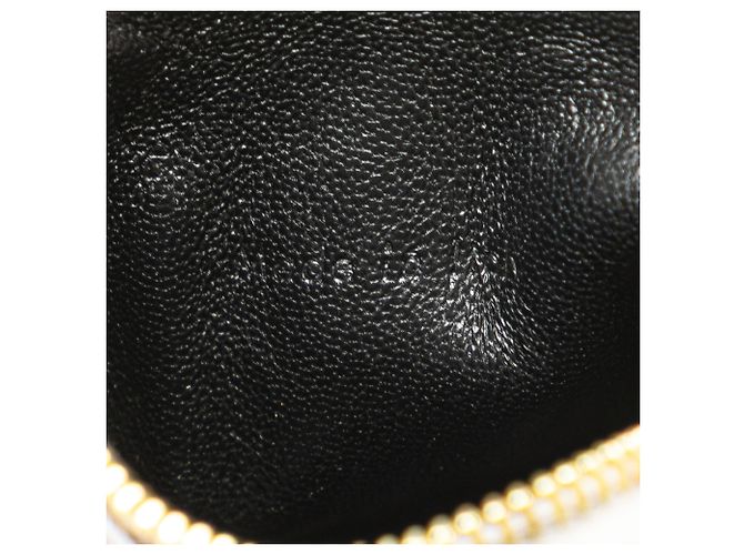 Céline Celine Silver Bicolor Leather Key Ring Coin Pouch Black Silvery - view 6