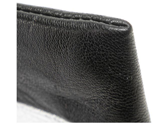 Céline Celine Silver Bicolor Leather Key Ring Coin Pouch Black Silvery - view 8