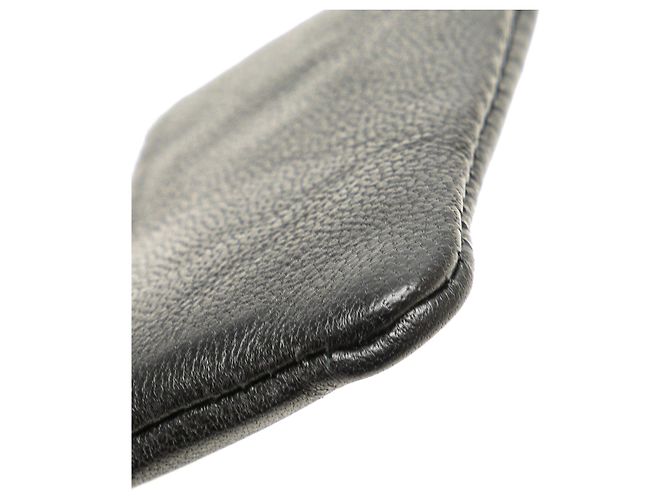 Céline Celine Silver Bicolor Leather Key Ring Coin Pouch Black Silvery - view 9