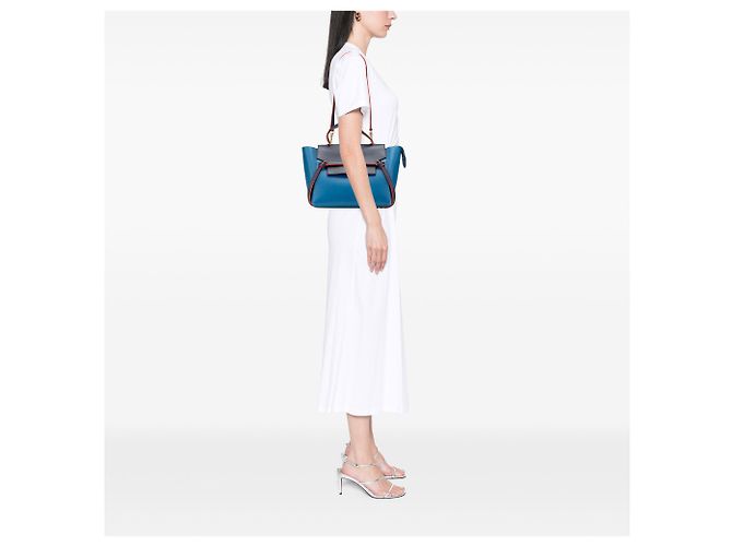 Belt Bag Céline Celine Blue Mini Tricolor Glattes Kalbsleder Gürteltasche Blau - Ansicht 12