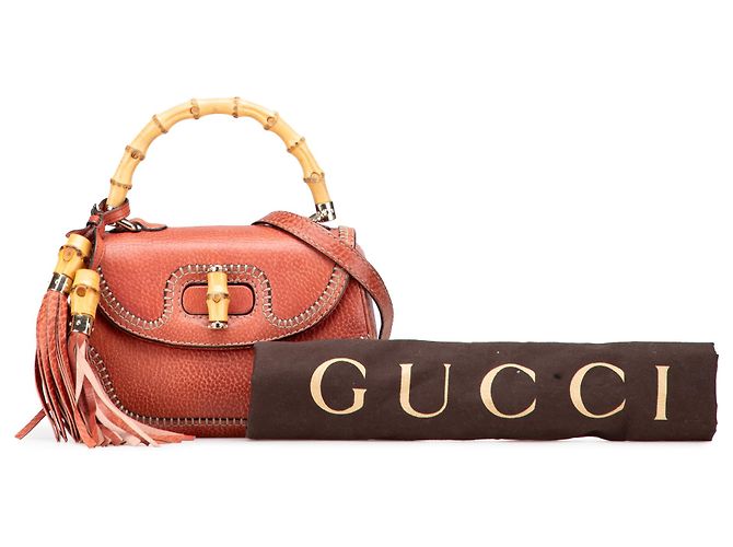 Bolsa de couro vermelho New Bamboo da Gucci - vista 14
