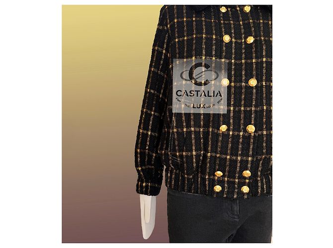 Chanel Chaqueta de tweed negro Geometry Eterna París / Egipto 36 FR - vista 11