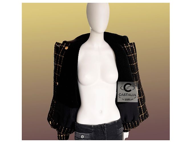 Chanel Chaqueta de tweed negro Geometry Eterna París / Egipto 36 FR - vista 13
