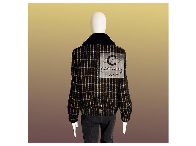 Chanel Chaqueta de tweed negro Geometry Eterna París / Egipto 36 FR - vista 14
