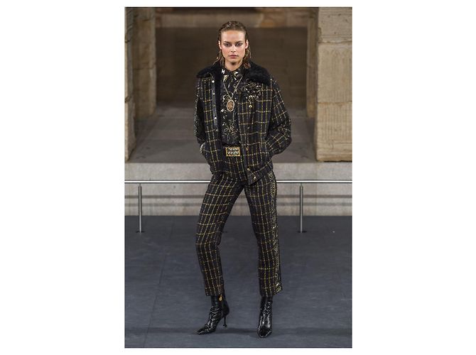 Chanel Chaqueta de tweed negro Geometry Eterna París / Egipto 36 FR - vista 2