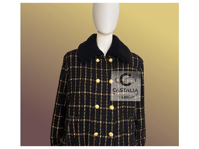 Chanel Chaqueta de tweed negro Geometry Eterna París / Egipto 36 FR - vista 7