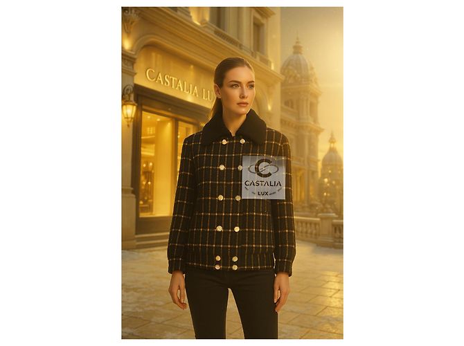 Chanel Chaqueta de tweed negro Geometry Eterna París / Egipto 36 FR - vista 9