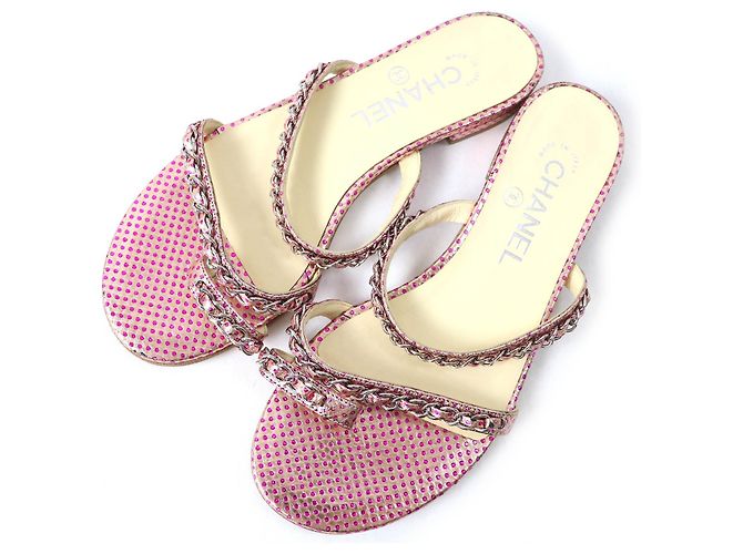 Sandali piatti COCO Chain Chanel Rosa 35.5 - vista 2
