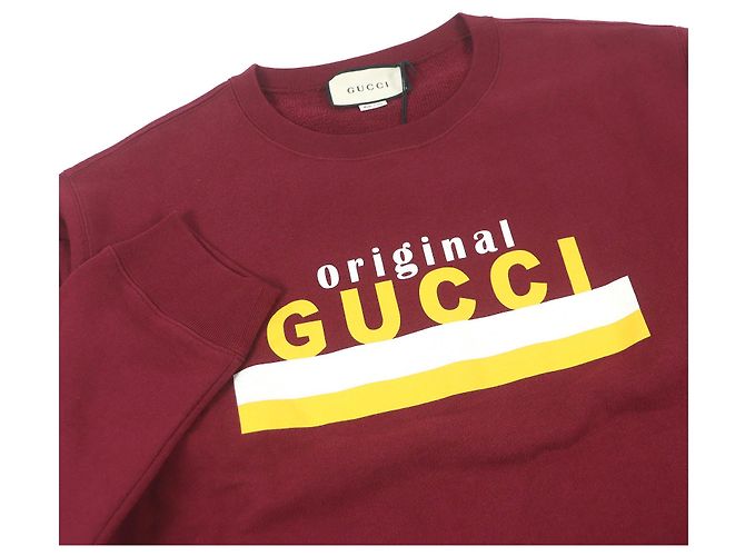 GUCCI Logo-Druck Sweatshirt mit Rundhalsausschnitt L Rot Bordeaux - Ansicht 2