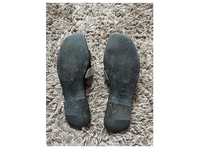 Sandali Hermès in agnello argento e grigio scuro Grigio antracite - vista 5