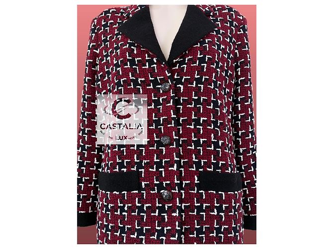 Chaqueta de tweed burdeos Chanel Coco Brasserie 42 FR - vista 10