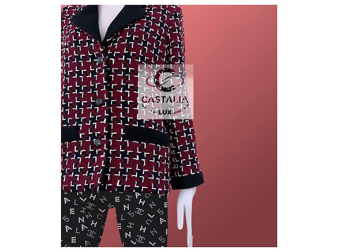Chaqueta de tweed burdeos Chanel Coco Brasserie 42 FR - vista 11
