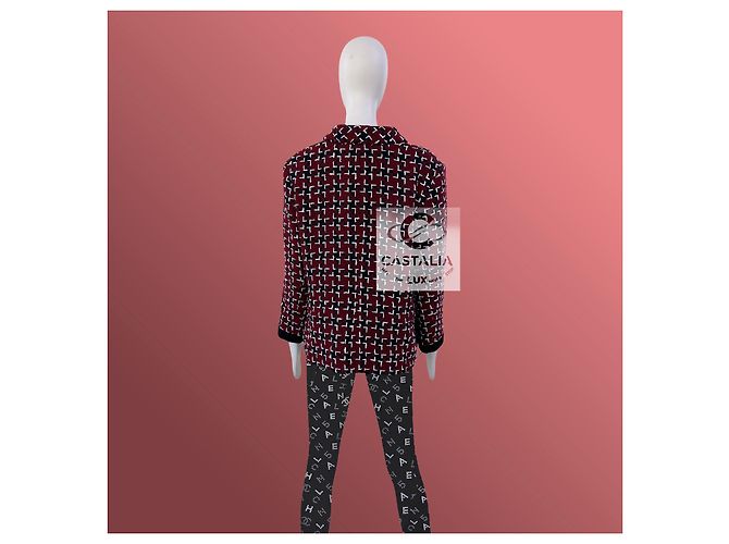 Chaqueta de tweed burdeos Chanel Coco Brasserie 42 FR - vista 12
