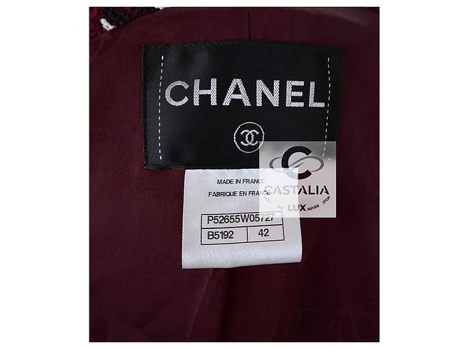 Chaqueta de tweed burdeos Chanel Coco Brasserie 42 FR - vista 14