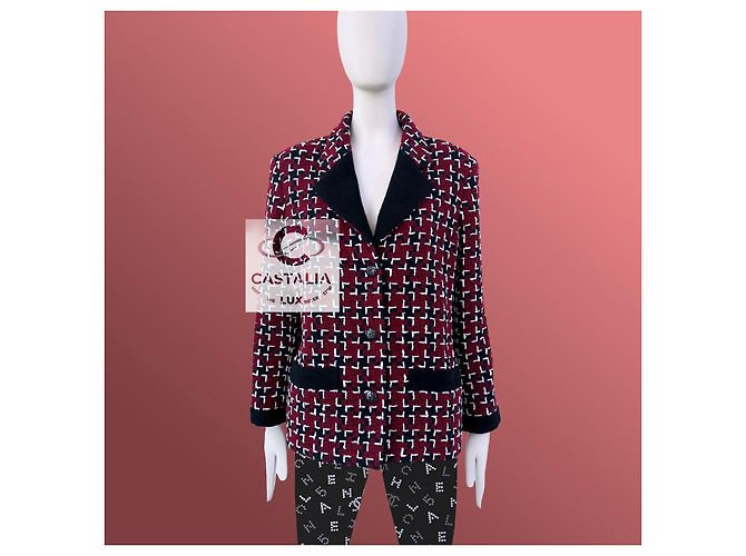 Chaqueta de tweed burdeos Chanel Coco Brasserie 42 FR - vista 2
