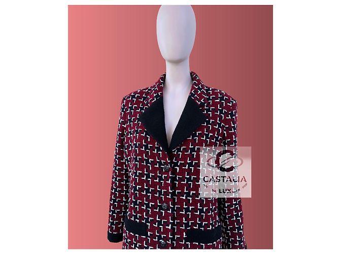 Chaqueta de tweed burdeos Chanel Coco Brasserie 42 FR - vista 6