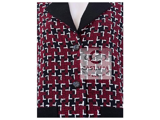 Chaqueta de tweed burdeos Chanel Coco Brasserie 42 FR - vista 8