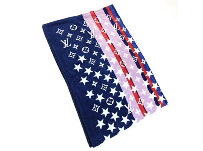 Serviette de plage Louis Vuitton bleu marine et rouge - vue 3