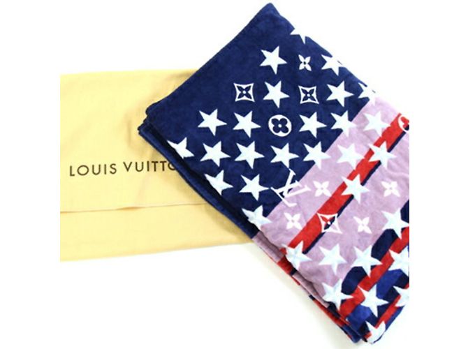 Serviette de plage Louis Vuitton bleu marine et rouge - vue 6