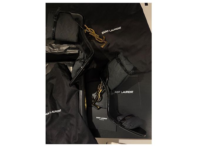 Décolleté Saint Laurent Opyum vernice nero 11 cm - vista 2