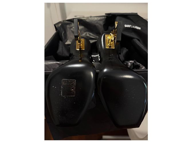 Décolleté Saint Laurent Opyum vernice nero 11 cm - vista 6