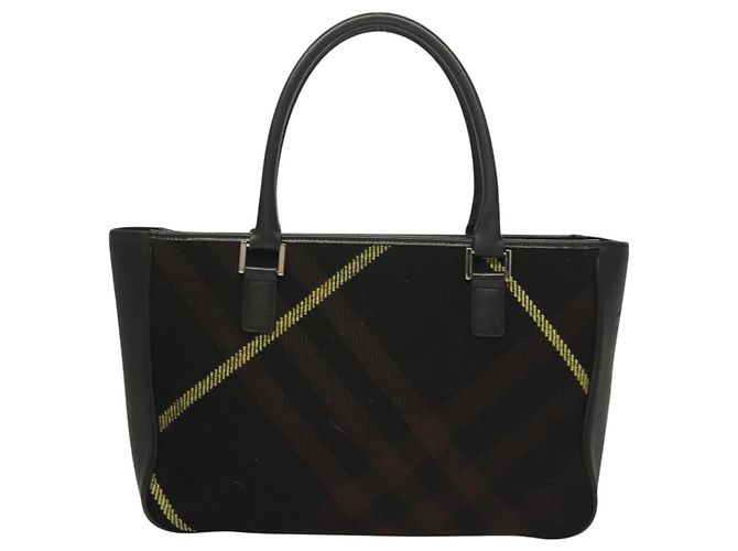 Borsa a mano in lana nera e argento con motivo Nova Check di BURBERRY Auth BA2877 Nero - vista 2