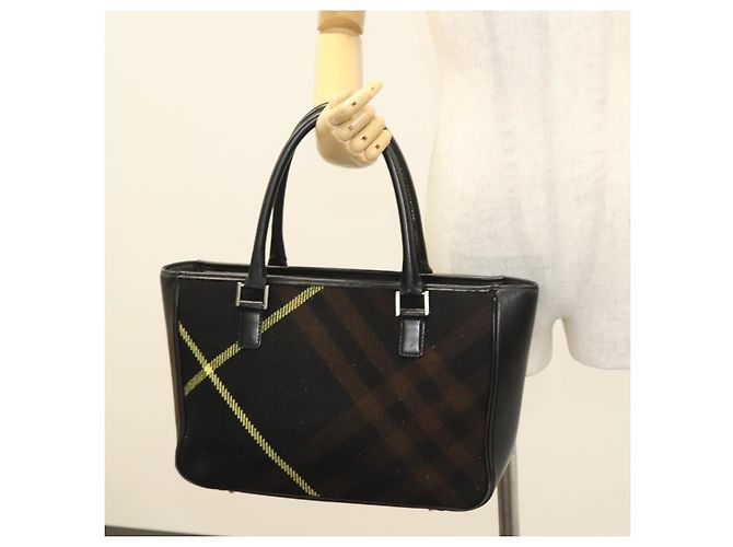 Borsa a mano in lana nera e argento con motivo Nova Check di BURBERRY Auth BA2877 Nero - vista 21