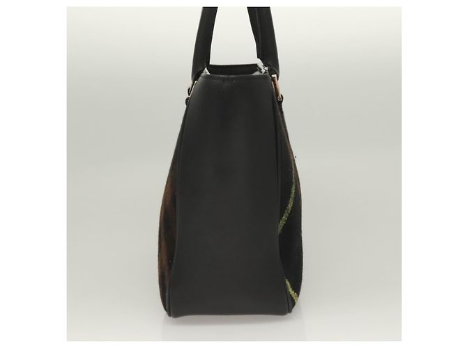 Borsa a mano in lana nera e argento con motivo Nova Check di BURBERRY Auth BA2877 Nero - vista 3