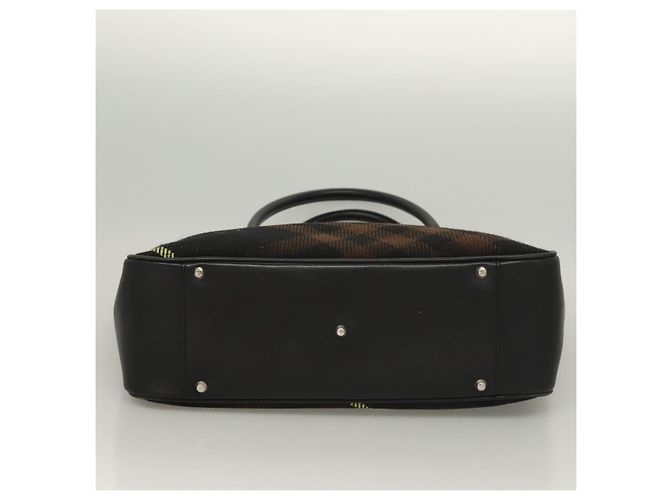 Borsa a mano in lana nera e argento con motivo Nova Check di BURBERRY Auth BA2877 Nero - vista 5