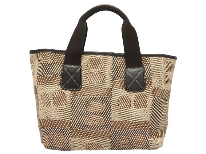BALLY Borsa Tote in Tela Marrone Auth hk2728 - vista 13