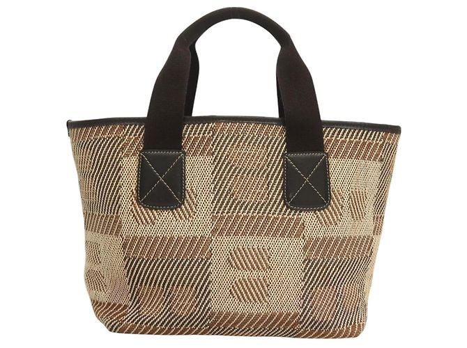 BALLY Borsa Tote in Tela Marrone Auth hk2728 - vista 2