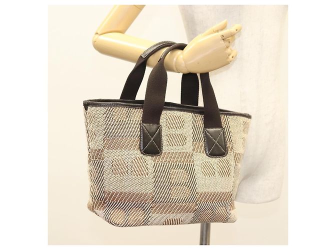 BALLY Borsa Tote in Tela Marrone Auth hk2728 - vista 21