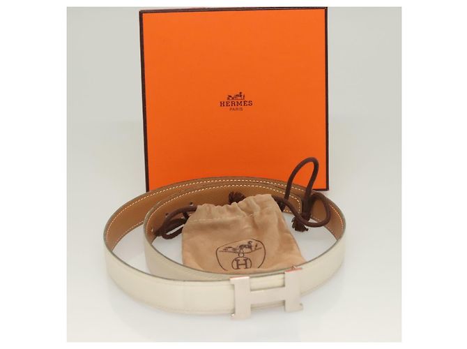 Hermès Cinturón de cuero HERMES Constance 31,5"" blanco Auth 125841M - vista 10