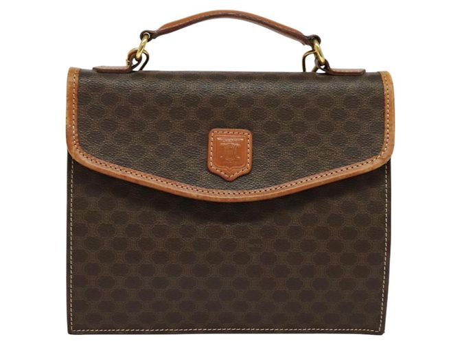 Céline Borsa a mano in tela Macadam CELINE in pelle PVC 2 in 1 marrone oro Auth yk18454 D'oro - vista 13