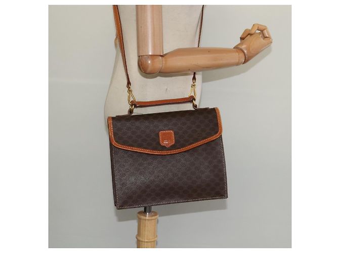 Céline Borsa a mano in tela Macadam CELINE in pelle PVC 2 in 1 marrone oro Auth yk18454 D'oro - vista 23