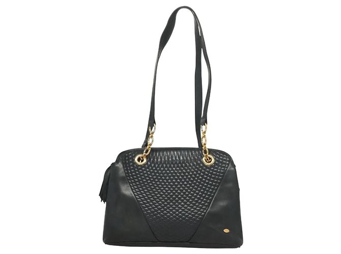BALLY Borsa a Spalla in Pelle Trapuntata con Catena Navy Gold Auth BA2658 D'oro Blu navy - vista 13
