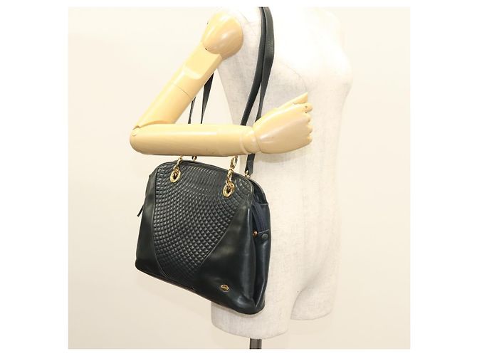 BALLY Borsa a Spalla in Pelle Trapuntata con Catena Navy Gold Auth BA2658 D'oro Blu navy - vista 22