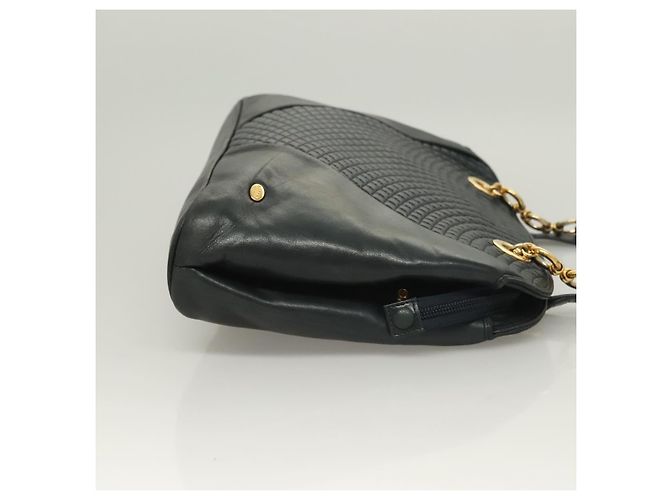BALLY Borsa a Spalla in Pelle Trapuntata con Catena Navy Gold Auth BA2658 D'oro Blu navy - vista 3
