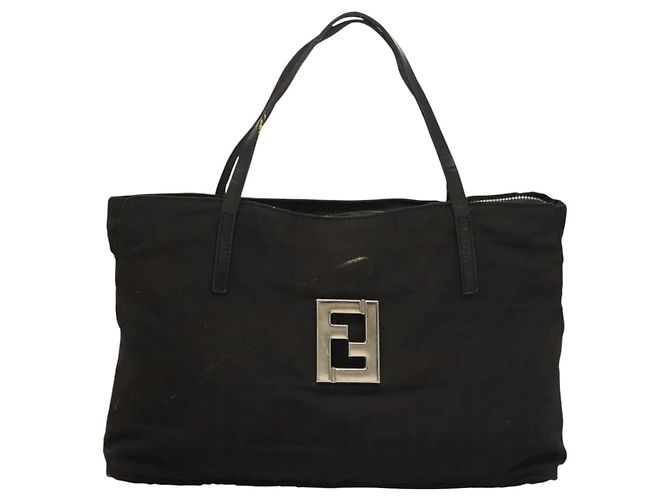 FENDI Zucca Canvas Handtasche Schwarz Silber Authentisch hk2785 - Ansicht 13