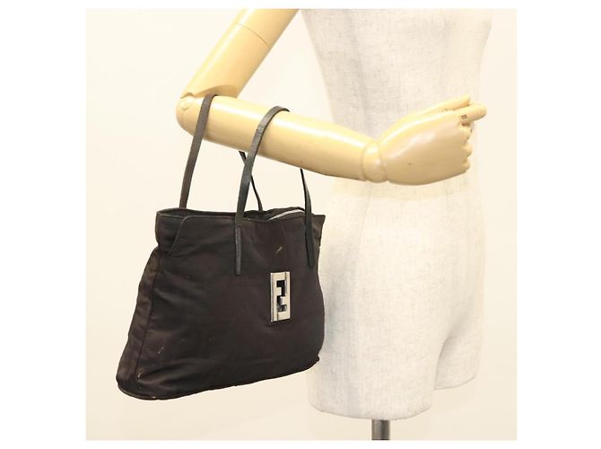 FENDI Zucca Canvas Handtasche Schwarz Silber Authentisch hk2785 - Ansicht 25