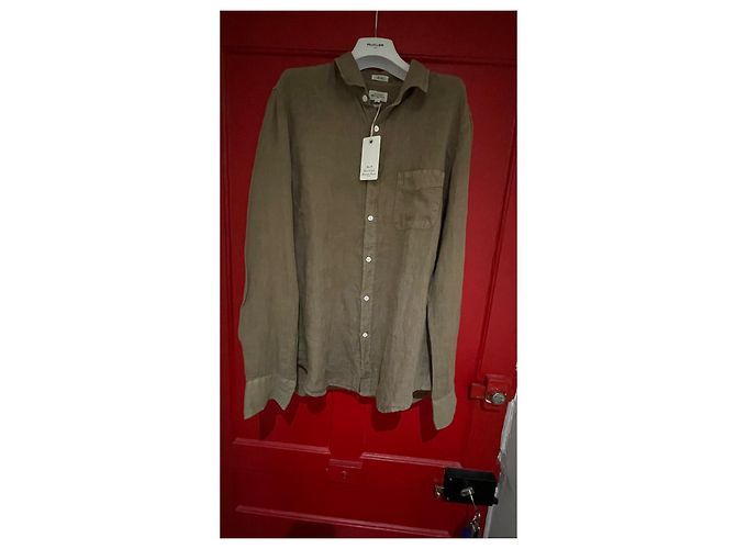 Camicia Hartford in lino marrone khaki XL Cachi Marrone chiaro - vista 2
