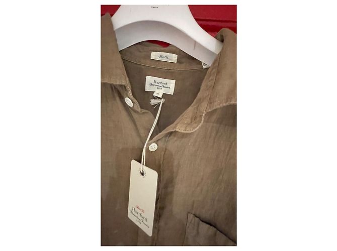 Camicia Hartford in lino marrone khaki XL Cachi Marrone chiaro - vista 3